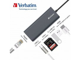 Verbatim USB Type C Hub with Gigabit Ethernet /HDMI 4K /USB 3.0/ SD Card Slot